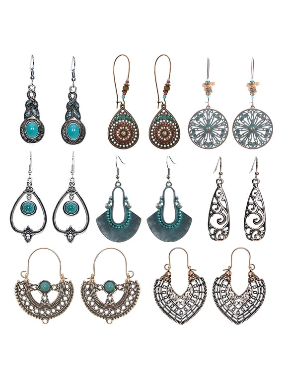 8 Pcs Earrings for Women, European and American Design Dangle Earrings, Vintage and Modern Style Women's Earrings, Vintage Inspiration High-Quality AlloyWomen's Earrings