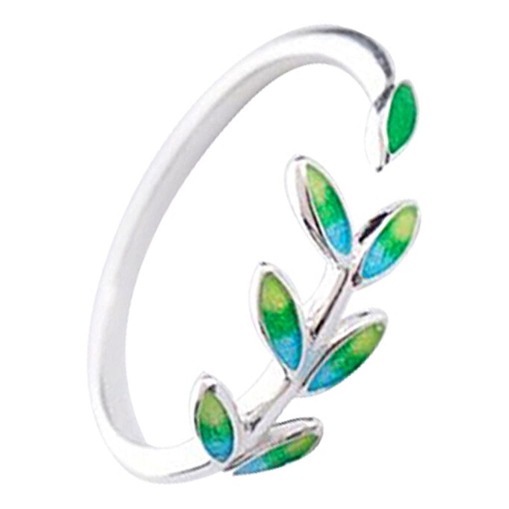 TIANBEN Designice 925 Sterling Silver Leaves Women Ring Opening Adjustable Ring Girl Woman Jewelry Supplies