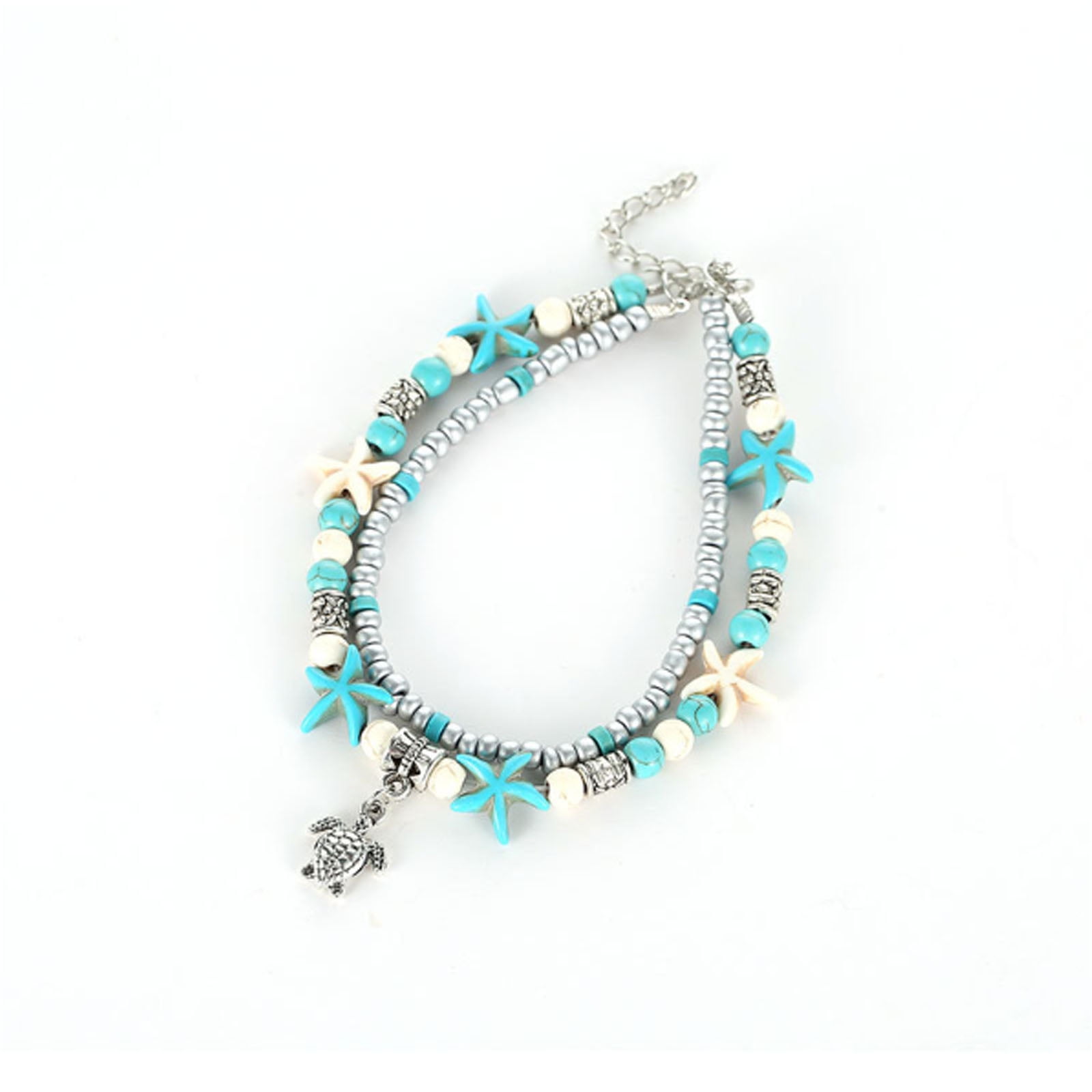 Bohemian Multiple Layers Starfish Turtle Turquoises Beads Anklets Wome U2013 GODDEZZ GEMZ & BOUTIQUE