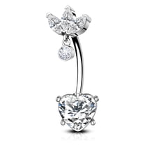 Designice Belly Rings Heart Belly Button Ring Shiny Belly Button Jewelry