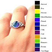 Designice Besufy Women's Round Faux Gem Inlaid Hollow Temperature Change Color Mood Ring Jewelry