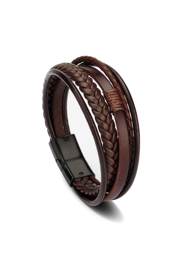 Designice Brown, Multi-Layer Bracelet with Magnetic Clasp, Leather