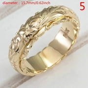 SENXUAN Designice Engraved Flower Ring 15.7mm 14K Gold