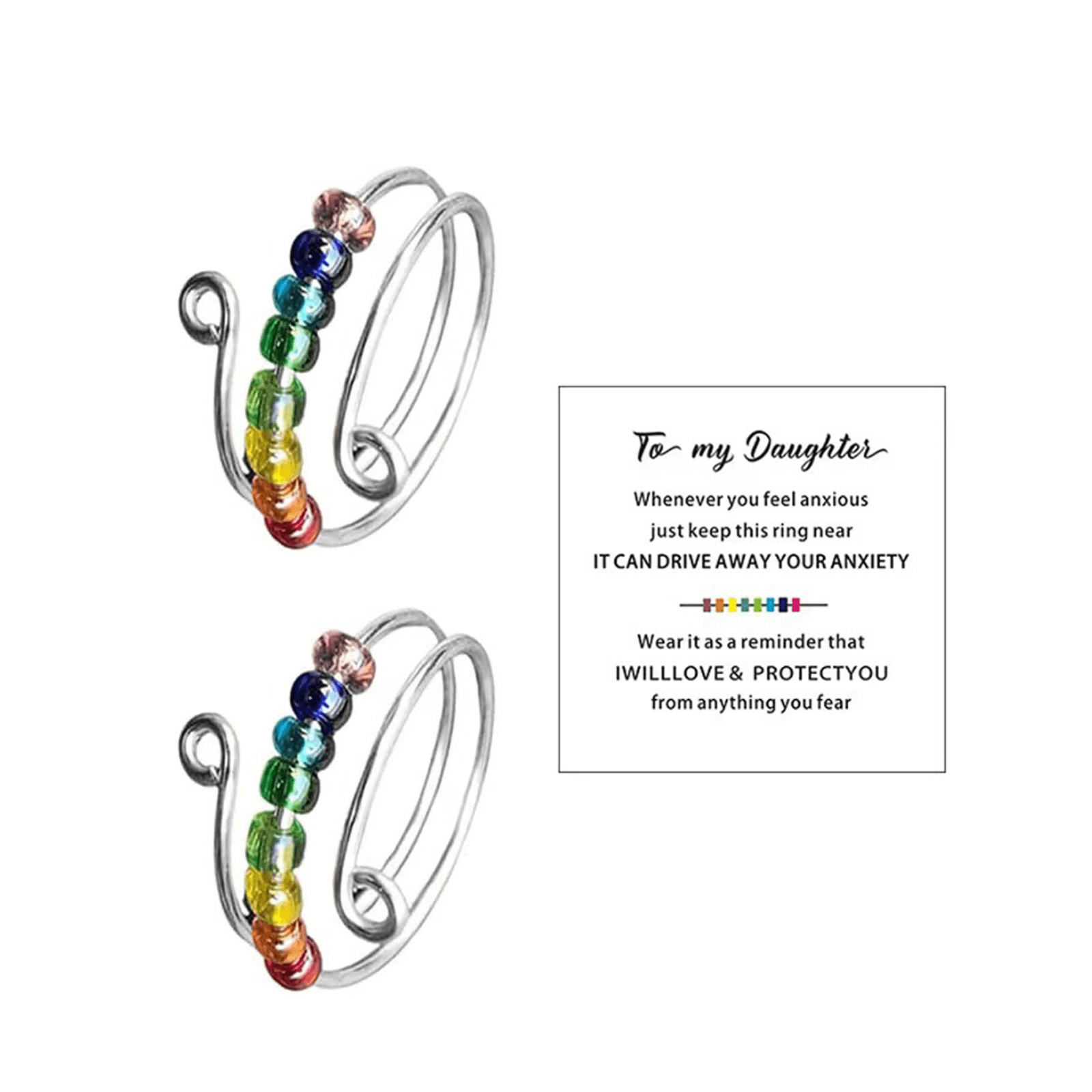 Designice Fidget Ring Women，Can Alleviate Anxiety Spinner Ring，Multiple ...