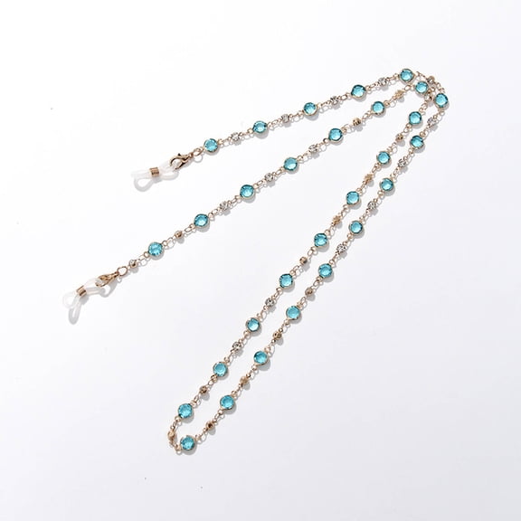 Designice Glasses Chain Glass Connector With Rhinestone Accents Keep Glasses From Sliding Stylish Anti-Slip Mask And Glasses Chain Eye Glasses Ear Grippers Blue2