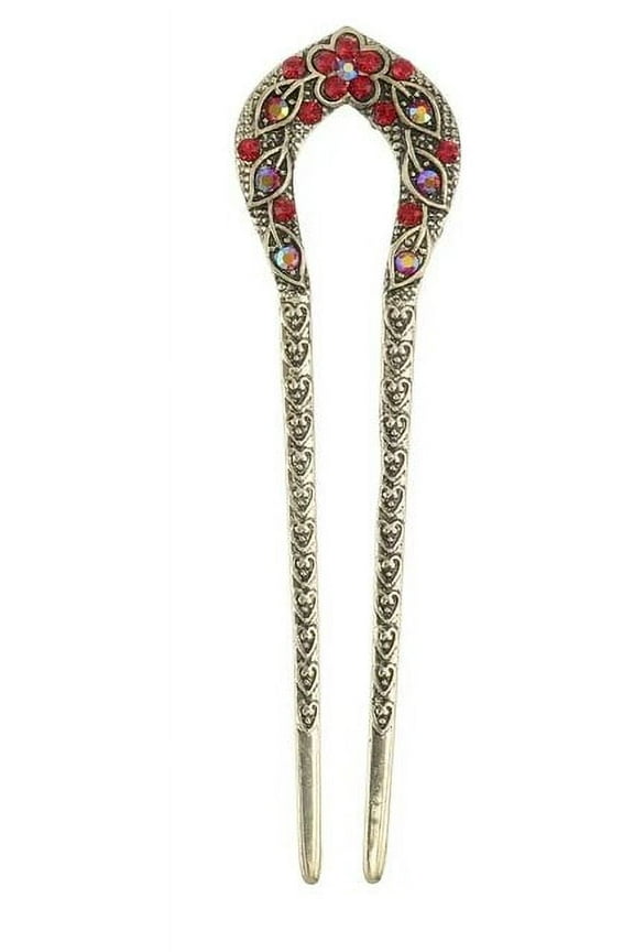 Hair Stick Crystal Rhinestone Double Prong Hair Pin Stick Hairpin