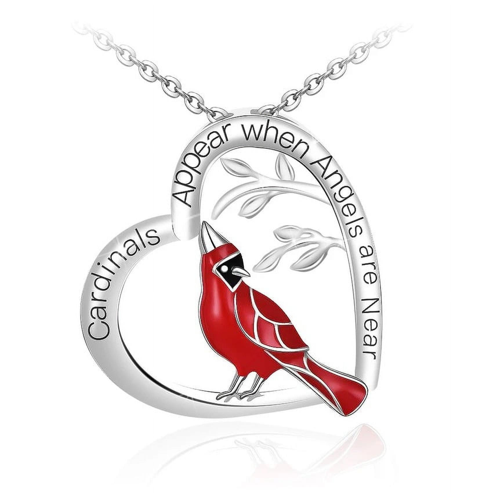 TIANBEN Designice Heart Pendant Necklace Gift for Loved One, Red Cardinal Special Jewelry for Women, Mother Day Gifts for Mom, Wife, Aunt, Grandma.
