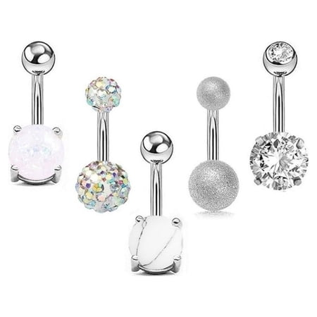 Designice Iuhan 4Pcs/set Belly Button Rings Navel Piercing Rings Gifts Body Jewelry