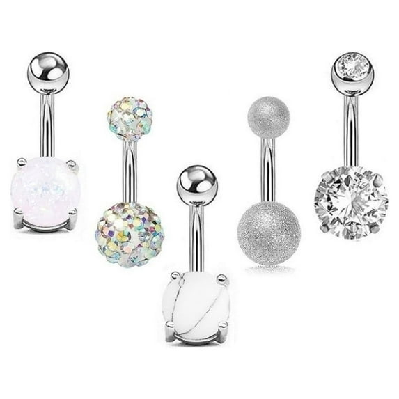 Iuhan 4Pcs/set Belly Button Rings Navel Piercing Rings Gifts Body Jewelry