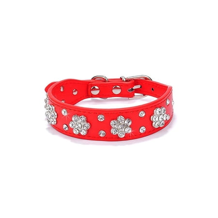 Designice Jpetyy Rhinestone Dog Leather Collar Pet Puppy Necklace For Small Medium Dogs