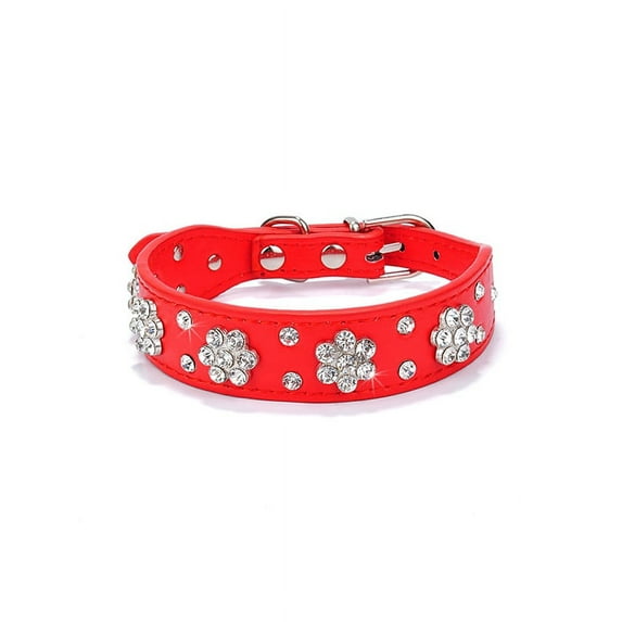 Designice Jpetyy Rhinestone Dog Leather Collar Pet Puppy Necklace For Small Medium Dogs