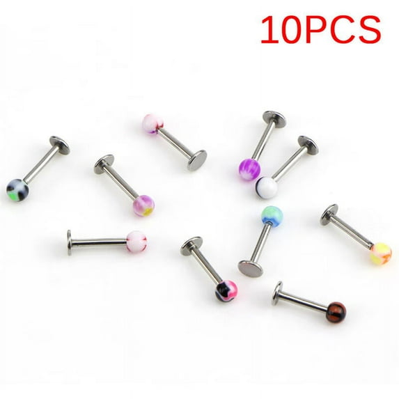 Party Yeah 10/30/50Pcs/Pack 16G Ball Lip Rings Labret Bars Stainless Steel Stud Body Piercing