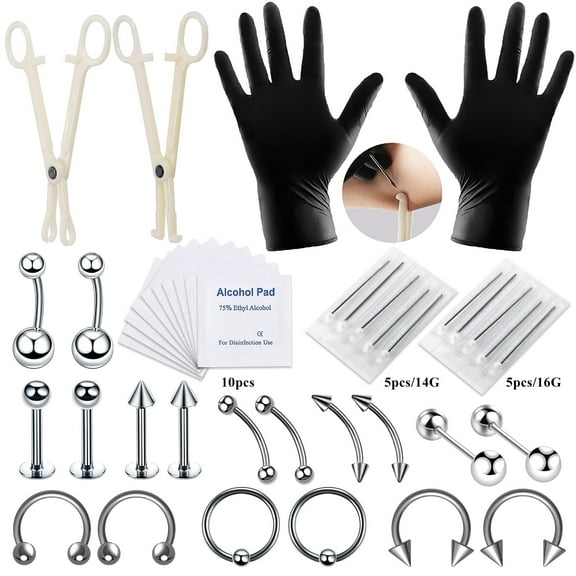 Designice Piercing Kit Nose Rings for Women Belly Piercing Surgical Steel Piercing Tools