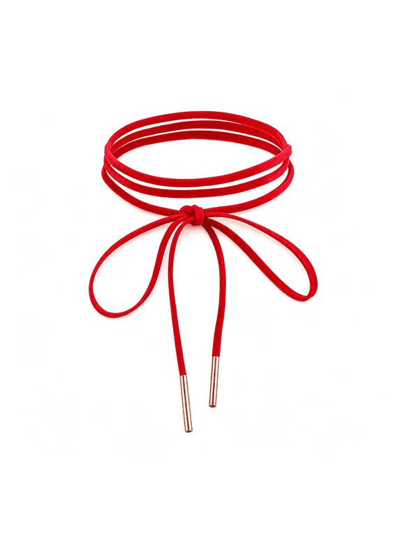 Red Choker,Gothic Bow Velvet Choker,Sexy Long Wrap Rope Collar Tie Neck Chain with Gold Tube,Red Bow Tie Necklace,Red Necklace for Women,Fashion Accessories for Party Prom