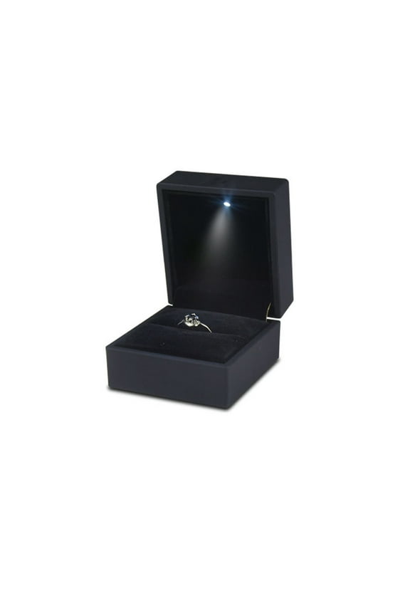 Ring BoxLuxurious Seamless Ring Box with LED Light, High-Quality Velvet Jewelry Storage Case, Illuminated Engagement Ring Holder