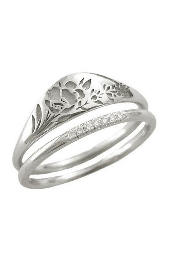 Rings for Women,Carved Rose Flower Ring Anniversary Gift,Elegant Woman Simple Rings,Size-11