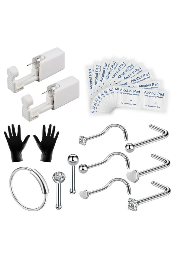 Self Nose Piercings Kit Disposable Nose Piercing Gun Safety Nose Stud Surgical Steel
