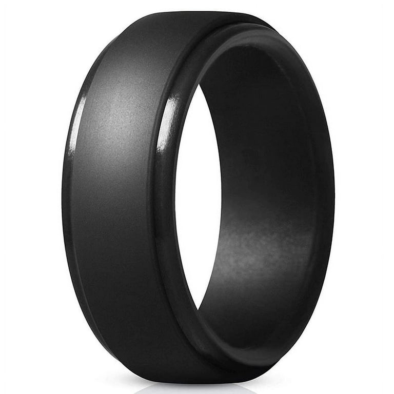 Lindmeyers Silicone Wedding Ring Band, Unisex Black Rubber