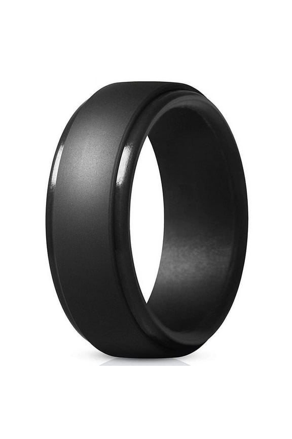 Silicone Wedding Ring Band Men Woman Black Flexible Rubber Gym Plastic Temporary