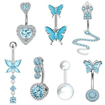 Designice Surgical Stainless Steel Belly Button Rings, 7 Pieces