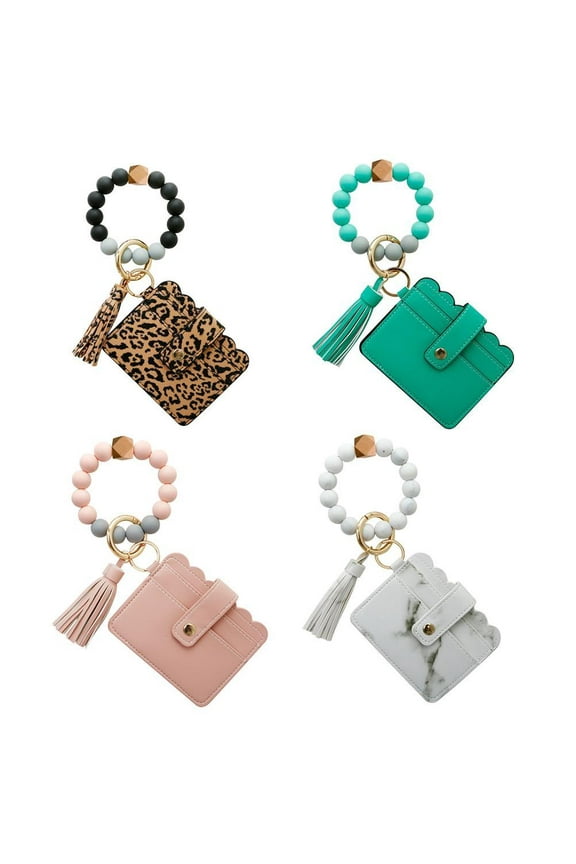 Wrea Silicone Key Ring Bracelets Wristlet Keychain, Wristlet Wallet for Women, Key Chain Ring with Mini Coin Purse