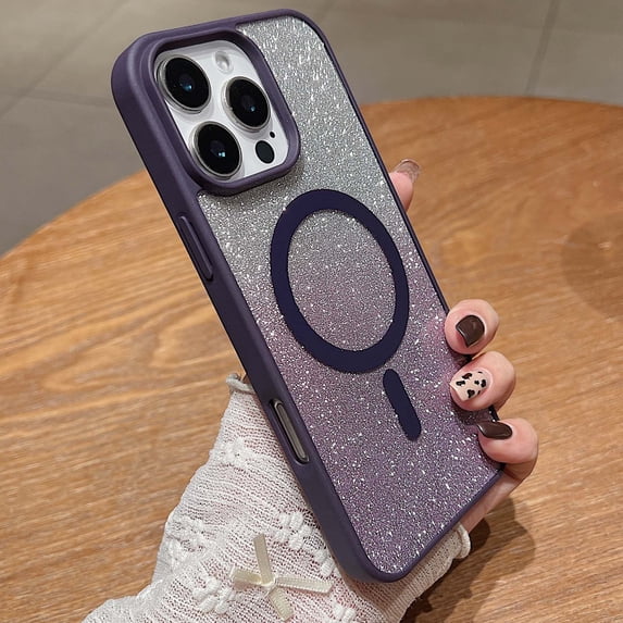Designing for iPhone 11 Pro Max Phone Case,Compatible with Mag-Safe,Bling Sparkly Gradient Glitter Back,Shockproof Drop-proof TPU Frame,Luxury Rugged Phone Case for iPhone 11 Pro Max,Darkpurple