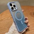 thumbnail image 1 of Designing for iPhone 15 Pro Max Phone Case,Compatible with Mag-Safe,Bling Sparkly Gradient Glitter Back,Shockproof Drop-proof TPU Frame,Luxury Rugged Phone Case for iPhone 15 Pro Max,Blue, 1 of 6