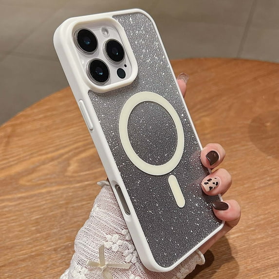 Designing for iPhone XS Max Phone Case,Compatible with Mag-Safe,Bling Sparkly Gradient Glitter Back,Shockproof Drop-proof TPU Frame,Luxury Rugged Phone Case for iPhone XS Max,White