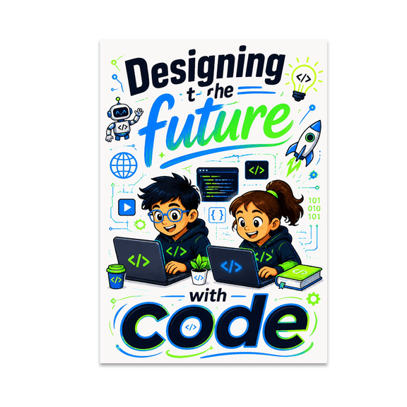 Designing the Future with Code - Kids Coding Enthusiast - 13x19 Poster Print