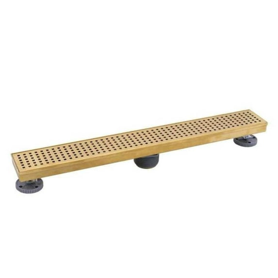 Designline 24 in. Stainless Steel Linear Shower Drain with Square Pattern Drain Cover in Brushed Gold