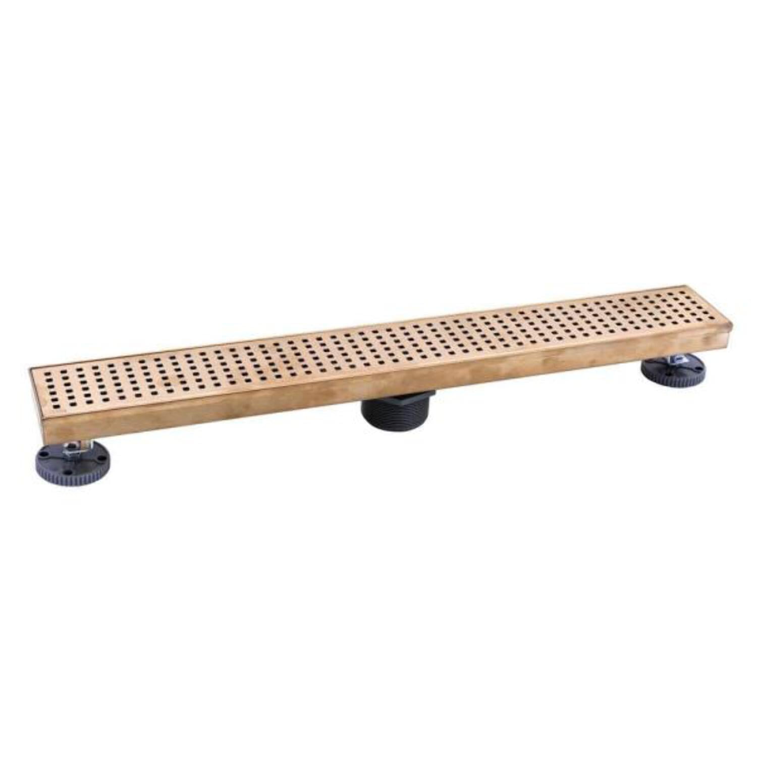 Designline 24 in. Stainless Steel Linear Shower Drain with Square Pattern Drain Cover in Champagne Bronze