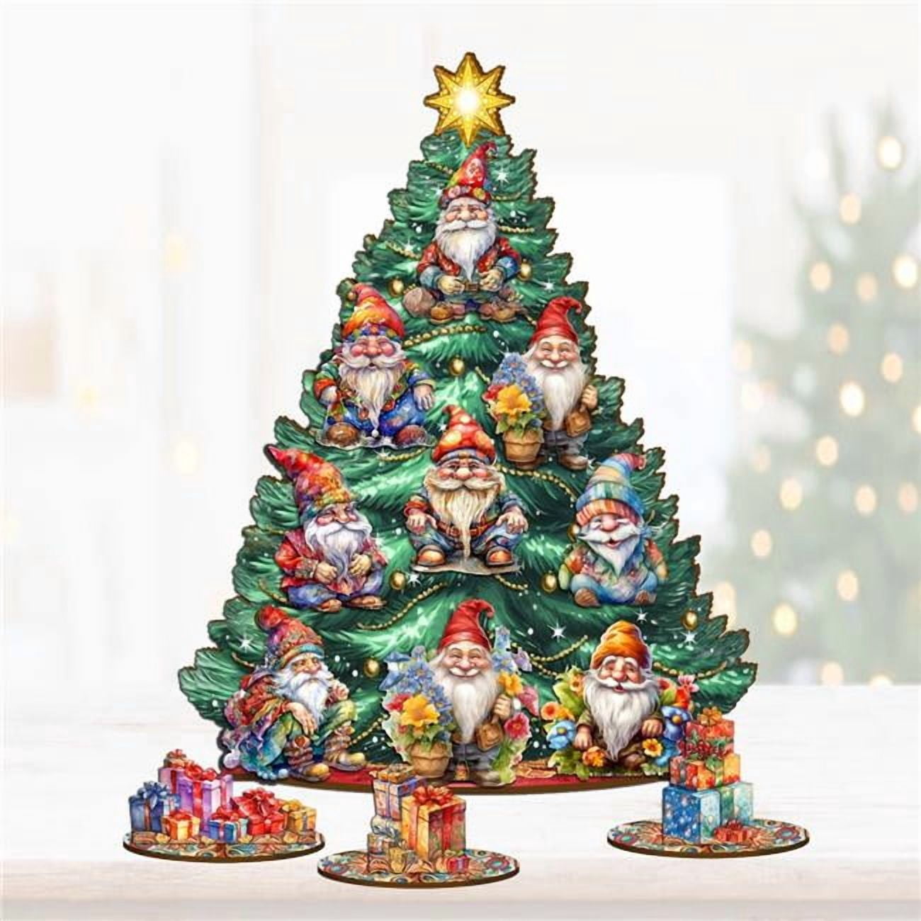 Thematical Tree Table Designocracy 12.5 in. Gnomes Thematic Christmas Tree Tabletop Decor Set ...