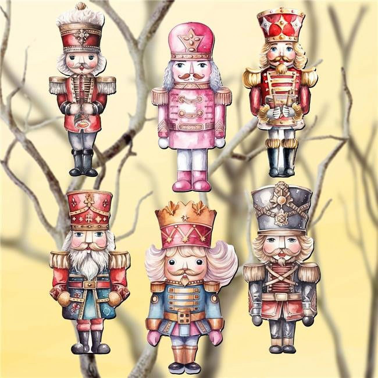 Designocracy 2 x 2 x 0.25 in. Nutcrackers Decorative Wooden Clipon