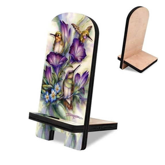 Designocracy 892095-JB 6 x 3 x 3 in. Friendship Hummingbirds Cell Phone Stand Wildlife Decor with Wood Mobile Holder Organizer