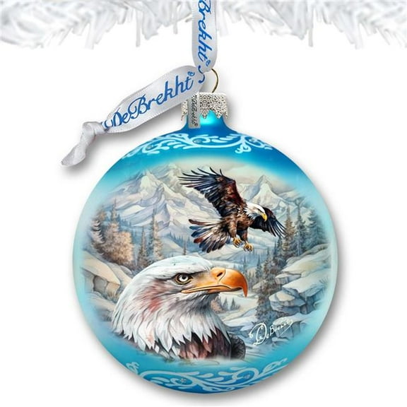 Designocracy 73387 3 x 3.5 in. The Land of the Free American Eagle Glass Ornament Christmas Decor