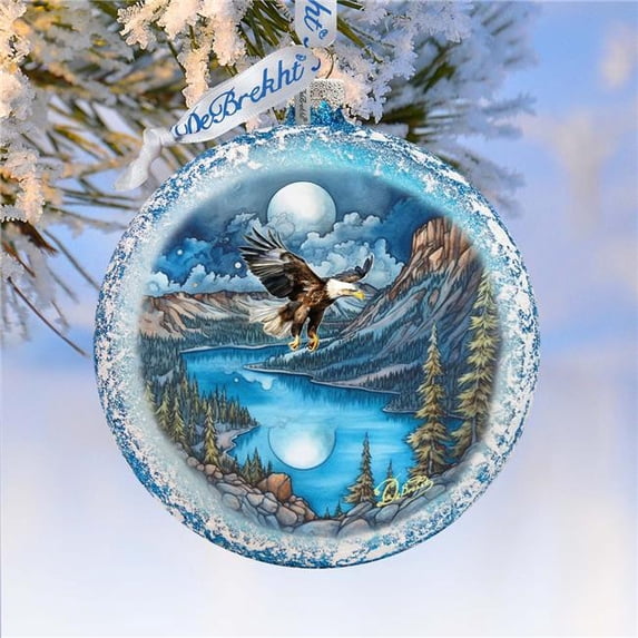 Designocracy 744-044 3 x 3.5 in. Wildlife Holiday Flying Eagle Glass Ornament Decor