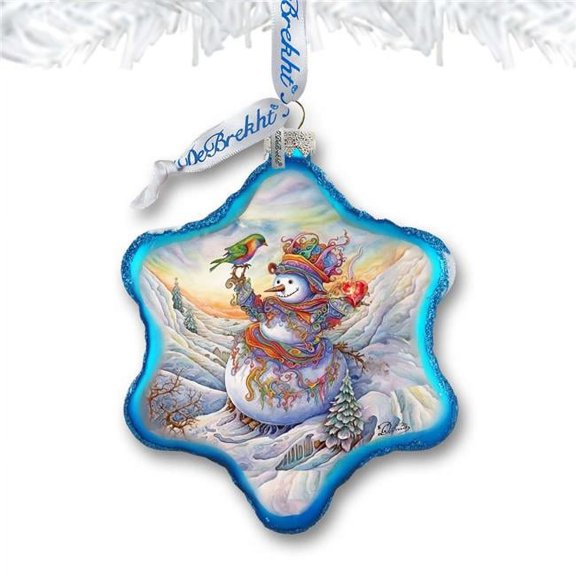 Designocracy 754-045 4 x 3.5 in. Festive Frosty Friend Snowflake Glass Ornament Christmas Santa Snowman Decor