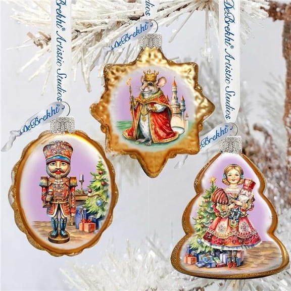 Designocracy 770149S3 3 x 2 in. Nutrcracker Mercury Glass Ornaments Christmas Decor, Set of 3