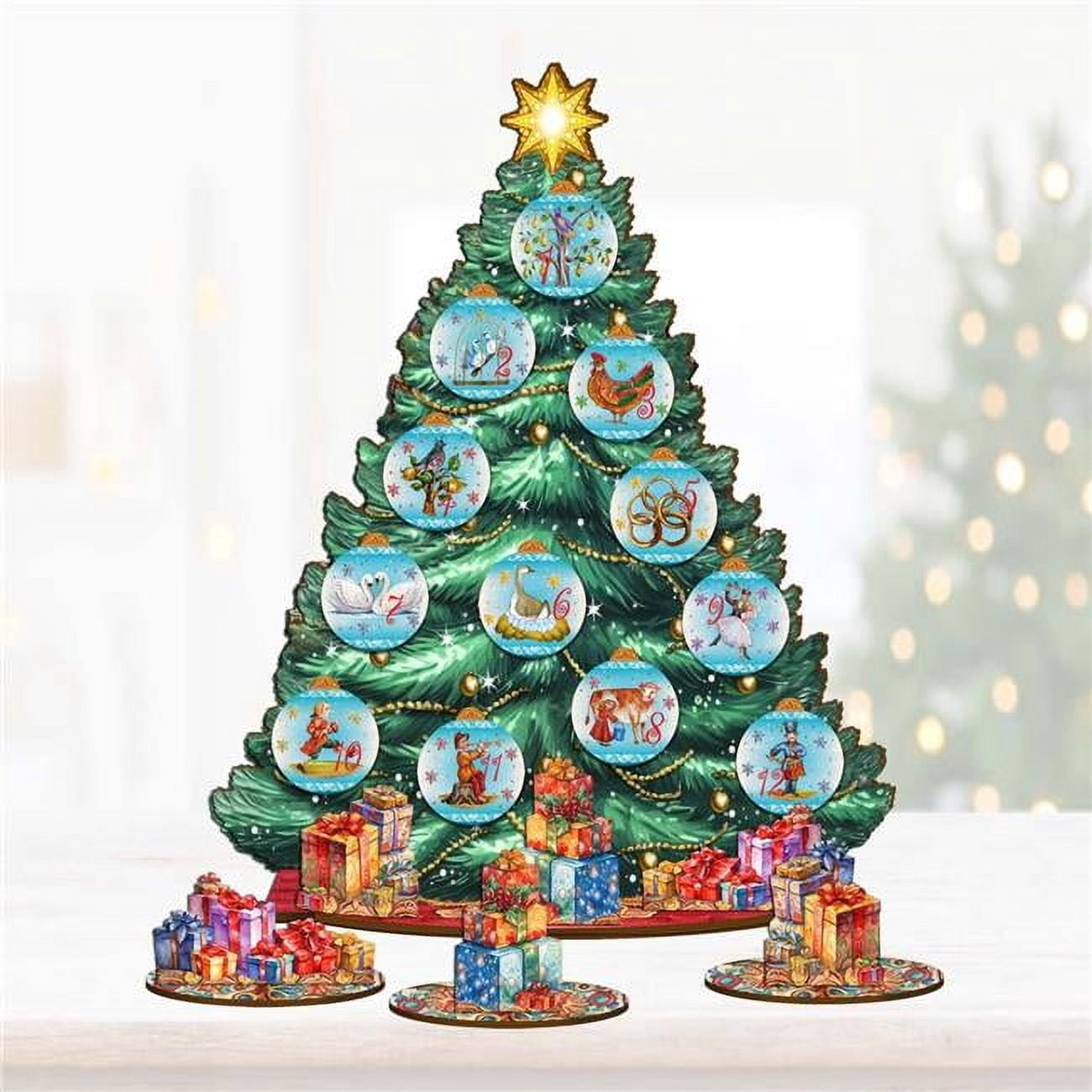 Thematical Tree Table Designocracy 8091502 12.5 in. Twelve Days Thematic Christmas Tree ...