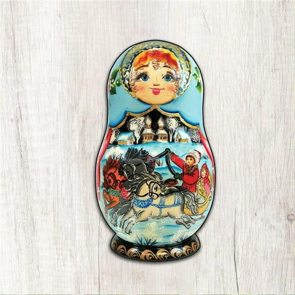 Designocracy 8115225M 12 x 9 in. Troyka Horse Ride Nesting Doll Holiday Outdoor Decor Large Ornaments