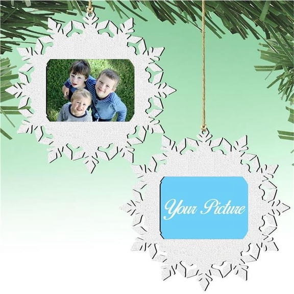 Designocracy 8141154PF-S2 5.5 x 25 in. Snowflake Christmas Picture Frame Ornaments - Set of 2
