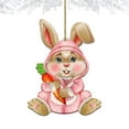 thumbnail image 1 of Designocracy 815432-2 5 x 5.5 x 0.25 in. Carrot Baby Pink Bunny Wooden Easter Spring Decor Ornament, 1 of 3