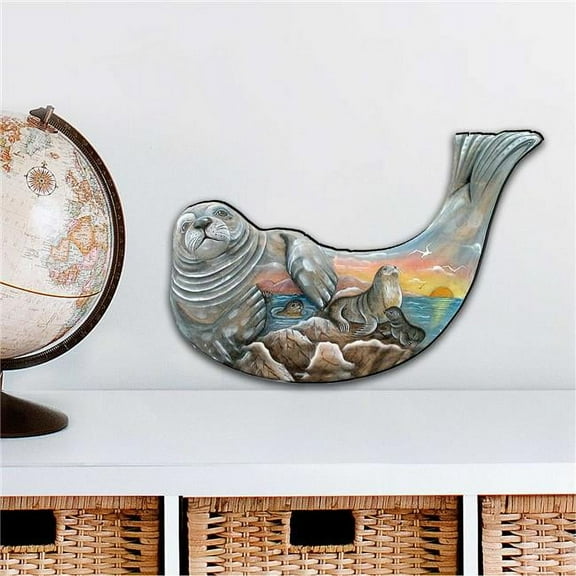 Designocracy 8158914M 12 x 9 in. Seal Coastal Outdoor Decor Large Ornaments