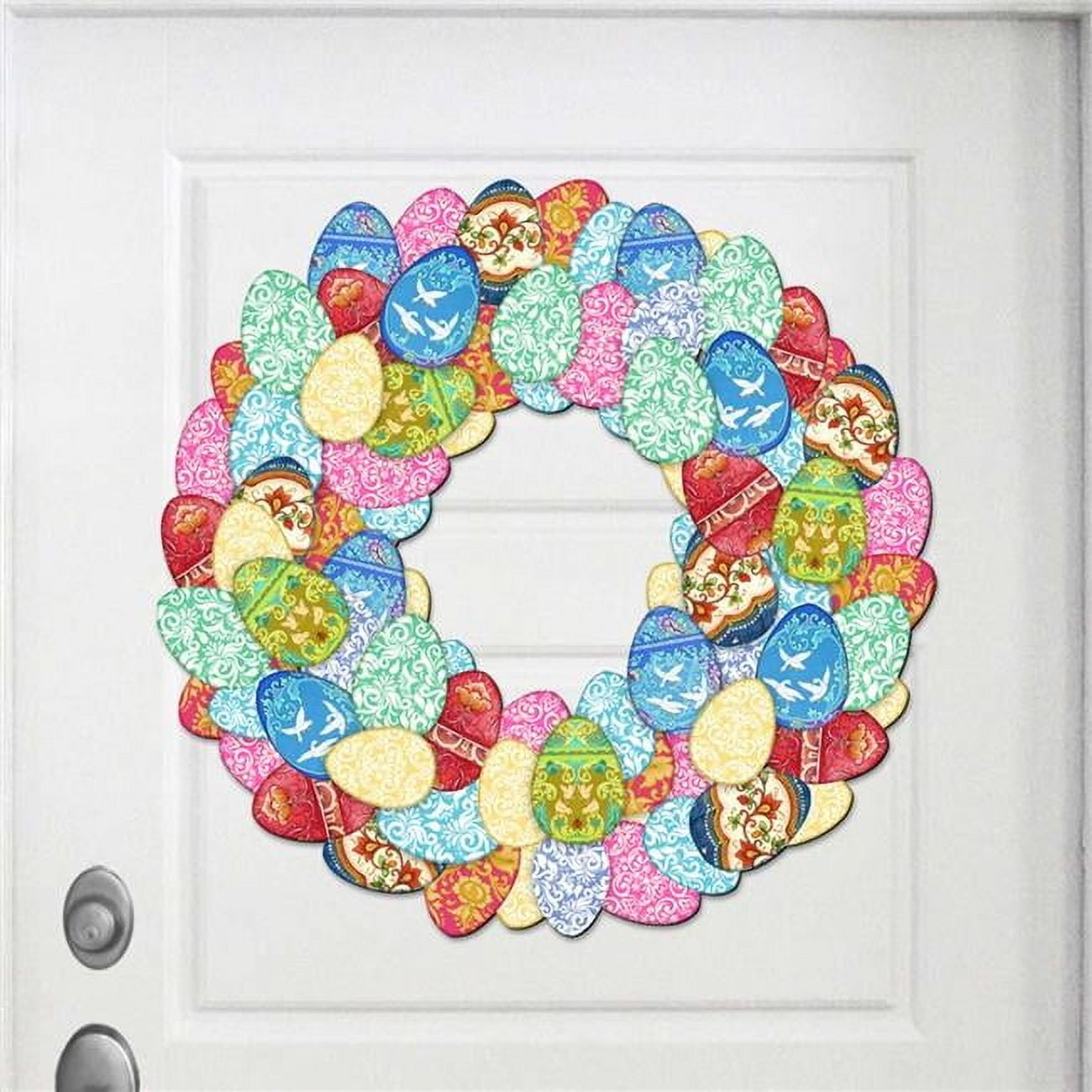Designocracy 8185310-2M 12 x 9 in. Easter Eggs Holiday Door Wreath Easter Spring Decor