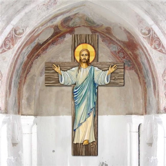 Designocracy 8191166-2F 32 x 24 in. Holiday Outdoor Jesus Cross Yard Decor