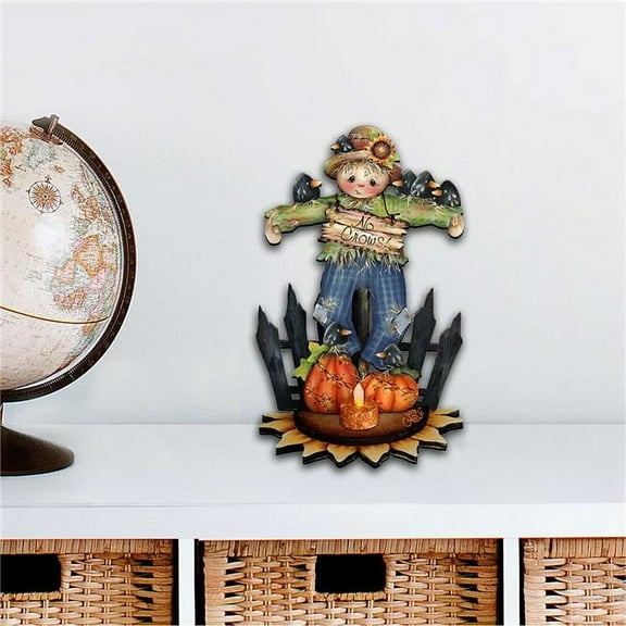 Designocracy 8457404M 12 x 9 in. No Crows Scarecrow Halloween Outdoor Decor Large Ornaments