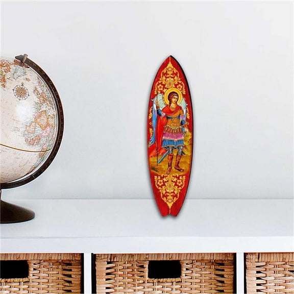 Designocracy 8490105MS 20 x 5.5 in. St. Michael Surfboard Coastal Outdoor Decor Large Ornaments