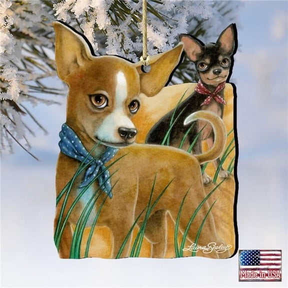 Designocracy 8511021-LS-S2 5 x 5.5 in. The Couple Dogs Wooden Ornaments - Set of 2