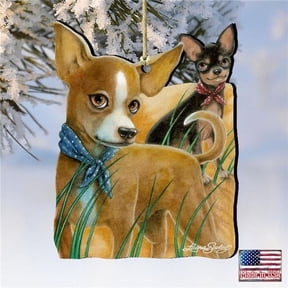 Designocracy 8511021-LS-S2 5 x 5.5 in. The Couple Dogs Wooden Ornaments - Set of 2