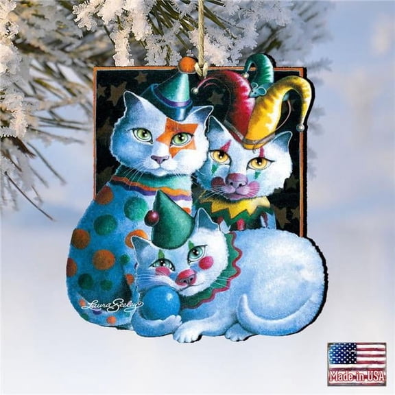 Designocracy 8512067-LS-S2 5 x 5.5 in. Performers Cat Wooden Ornaments - Set of 2